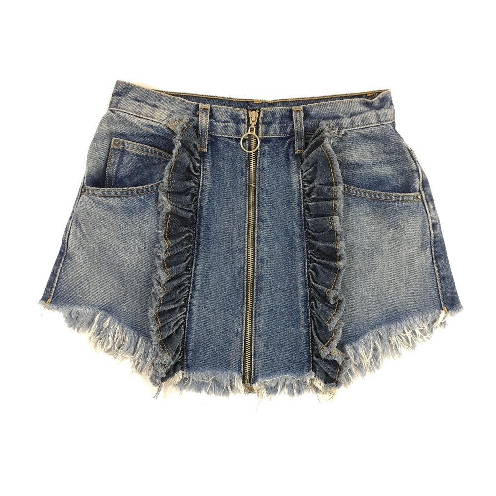 Carmar Beatrice Ruffle Zip Denim Front Skirt 27
